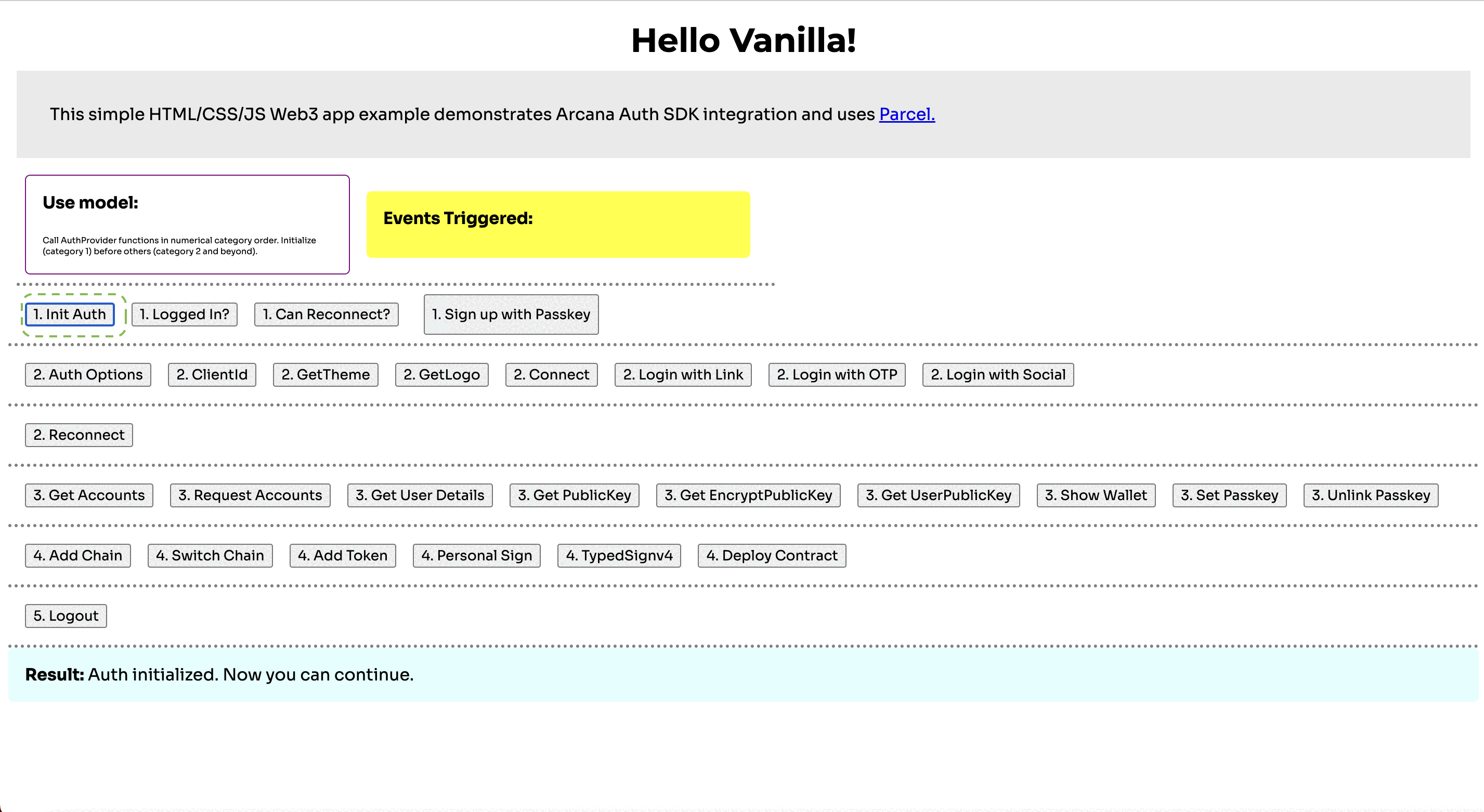Arcana wallet Linea active chain